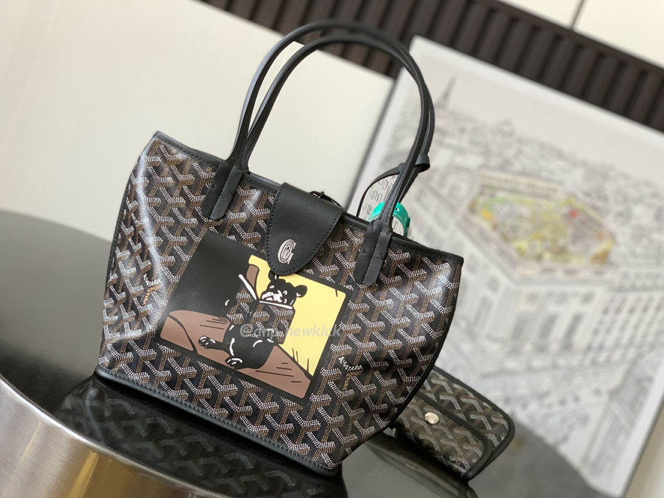 Goyard Anjou Mini Tote Bag Blacknatural Black Grey Navy White Green Yellow (2) - newkick.cc